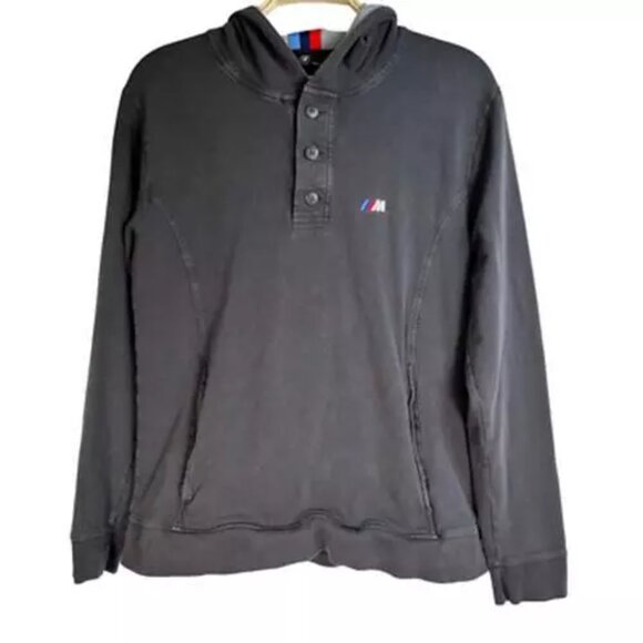 BMW Mens Hoodie Sweatshirt Black Sweater Long Sleeve Embroidered Logo M - Picture 1 of 12